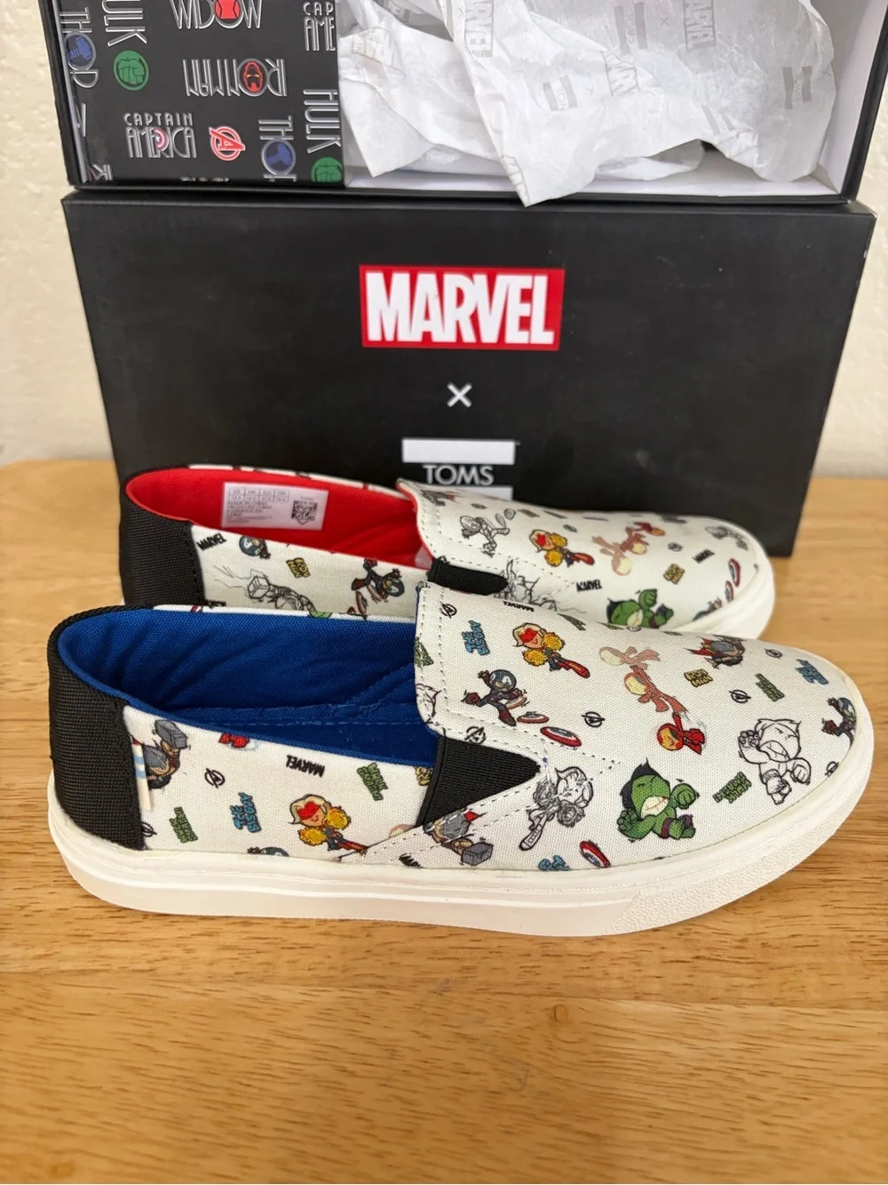 Toms Marvel Kids' Slip-On Luca Antique White Marvel How to Print 13.5 Sneakers